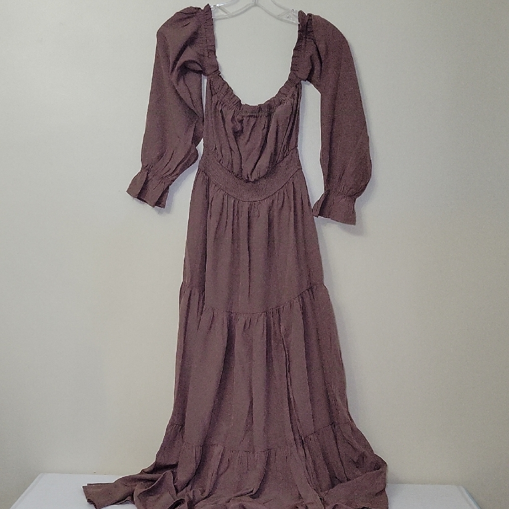 Zesica Maxi Dress Chocolate Brown Size XS‎ Cottagecore Boho Fairy
